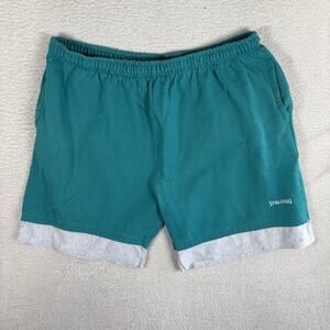 Vintage Spalding Shorts Mens 2XL Blue 90s Drawstring Fleece Stretch Waist READ